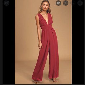 Lulus Divine Muse Burgundy Wide-Leg Jumpsuit
